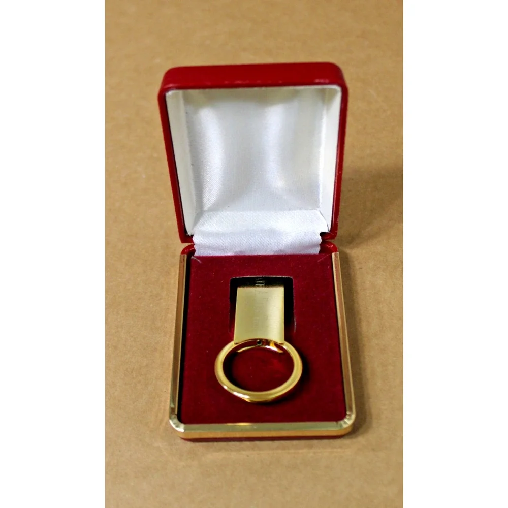 Engravable Gold Metal Keychain, Gift Boxed, 